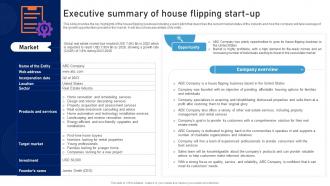 Executive Summary Of House Flipping Start Up Home Remodeling Business Plan BP SS