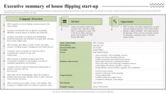 Executive Summary Of House Flipping Start Up Property Redevelopment Business Plan BP SS