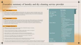 Executive Summary Of Laundry And Dry Cleaning Service Provider Laundry Business Plan BP SS