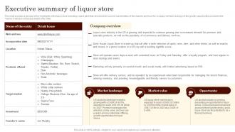 Executive Summary Of Liquor Store Specialty Liquor Store BP SS