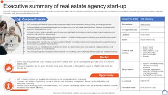 Executive Summary Of Real Estate Agency Start-Up Real Estate Consultancy Business Plan BP SS