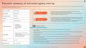 Executive Summary Of Real Estate Agency Start Up Real Estate Agency BP SS
