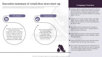 Executive Summary Of Retail Shoe Store Start Up Shoe Company Overview
