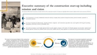 Executive Summary Of The Construction Start Up Including Project Management Business Plan BP SS