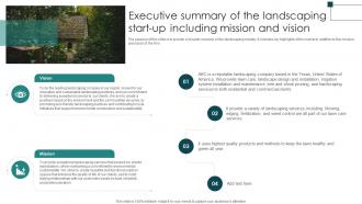 Executive Summary Of The Landscaping Landscape Architecture Business Plan BP SS