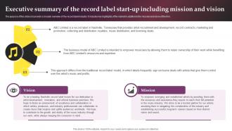 Executive Summary Of The Record Label Start Up Including Music Label Business Plan BP SS