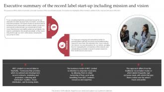 Executive Summary Of The Record Label Start Up Sample Interscope Records Business Plan BP SS