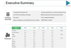 Executive summary ppt slides elements