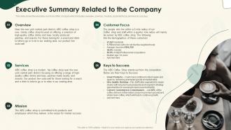 Executive summary related to the company strategical planning for opening a cafeteria