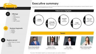 Executive Summary Taxi Service Company Profile CP SS V