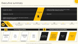 Executive Summary Web Design Company Profile Ppt Show Slide Download
