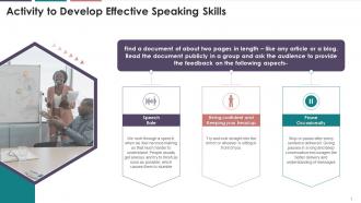 Exercise To Develop Effective Speaking Skills In Individuals Training Ppt