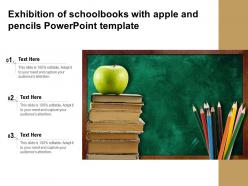 Exhibition of schoolbooks with apple and pencils powerpoint template