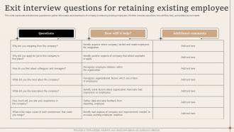 Exit Interview Questions For Retaining Existing Employee