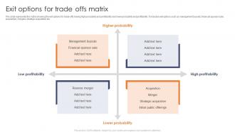 Exit Options For Trade Offs Matrix