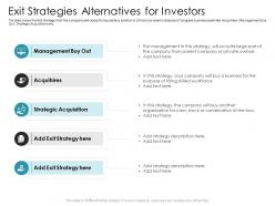 Exit strategies alternatives for investors ppt background