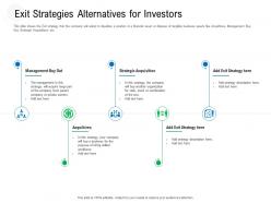 Exit Strategies Alternatives For Investors Raise Government Debt Banking Institutions Ppt Grid