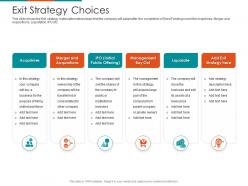 Exit strategy choices raise seed financing from angel investors ppt designs