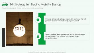 Exit strategy for electric mobility startup ppt powerpoint presentation pictures model