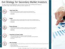 Exit strategy for secondary market investors secondary market investment ppt background
