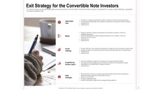 Exit strategy for the convertible note investors private offerings ppt presentation deck
