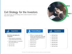 Exit strategy for the investors raise funding from post ipo ppt information