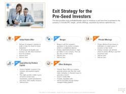 Exit strategy for the preseed investors raise funding from pre seed round ppt images
