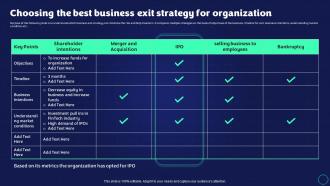 Exit Strategy Strategic Plan Choosing The Best Business Exit Strategy For Organization