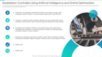 Exoskeleton Controllers Using Artificial Intelligence And Online Optimization Robotic Exoskeletons IT