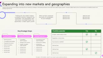 Expanding Into New Markets And Geographies Internal Sales Growth Strategy Playbook