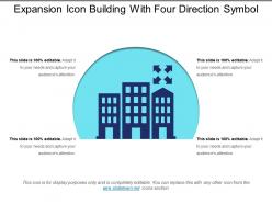 Expansion icon building with four direction symbol