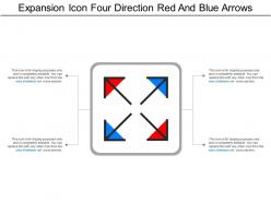 Expansion icon four direction red and blue arrows