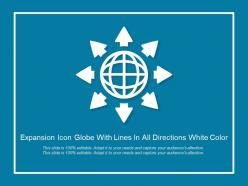 Expansion icon globe with lines in all directions white color