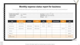 Expense Status Report Powerpoint Ppt Template Bundles Attractive Ideas