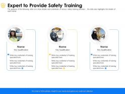 Expert to provide safety training specialist ppt powerpoint presentation file icons
