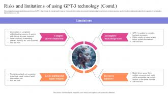 Exploring Use Cases Of OpenAI Risks And Limitations Of Using GPT 3 Technology ChatGPT SS V Informative Editable