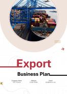 Export Business Plan Pdf Word Document