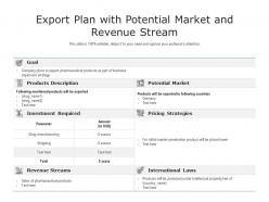 Export Plan With Potential Market And Revenue Stream