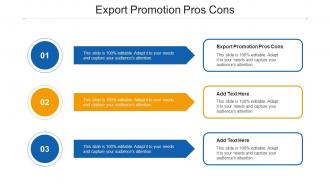 Export Promotion Pros Cons Ppt Powerpoint Presentation Professional Design Inspiration Cpb