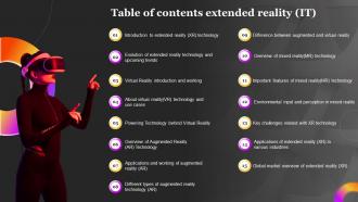 Extended Reality It Table Of Contents Extended Reality Ppt Professional
