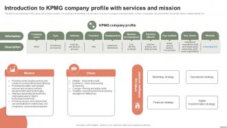Extensive Business Strategy Introduction To KPMG Company Profile With Services Strategy SS V