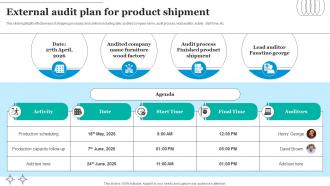External Audit Plan For Product Shipment
