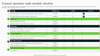 External Operations Audit Schedule Checklist
