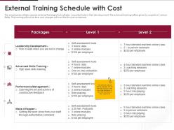 External Training Schedule With Cost Ppt Powerpoint Presentation Ideas Icon