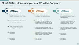 Extreme programming it 30 60 90 days plan to implement xp in the company