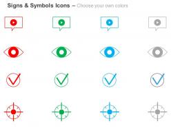 Eye protection correct symbol target identification ppt icons graphics