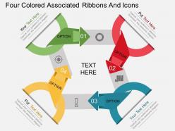 ez Four Colored Associated Ribbons And Icons Flat Powerpoint Design