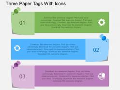 Ez three paper tags with icons flat powerpoint design