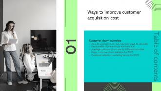 F1024 Ways To Improve Customer Acquisition Cost Table Of Contents Ppt Professional Structure