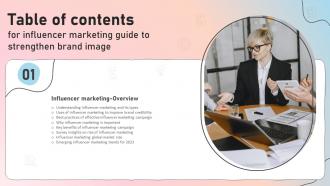 F1209 Influencer Marketing Guide To Strengthen Brand Image For Table Of Contents Strategy Ss